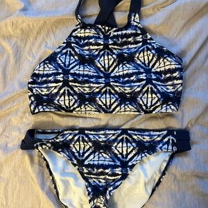 Roxy Blue and White Patterned Bikini